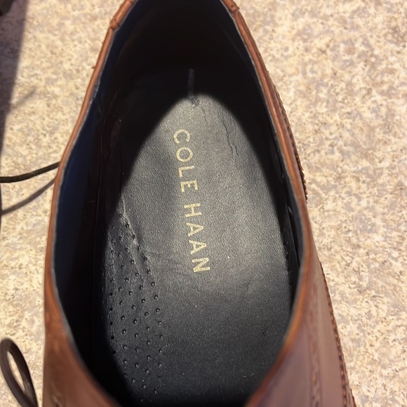 Cole Haan Mens Brown Wingtip Leather Oxfords - Picture 4 of 11